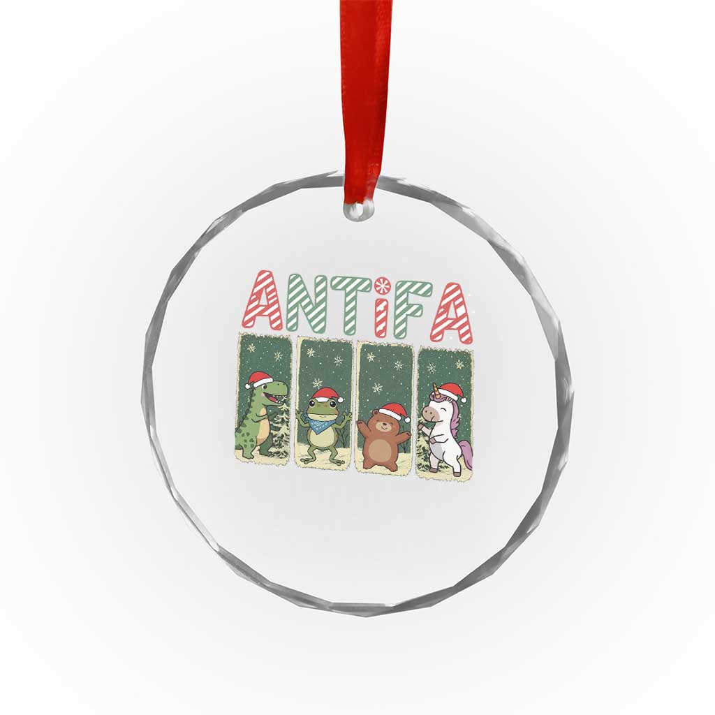 Funny Christmas Frogtifa Crystal Glass Ornament Portland Resist Frog Protest - Wonder Print Shop
