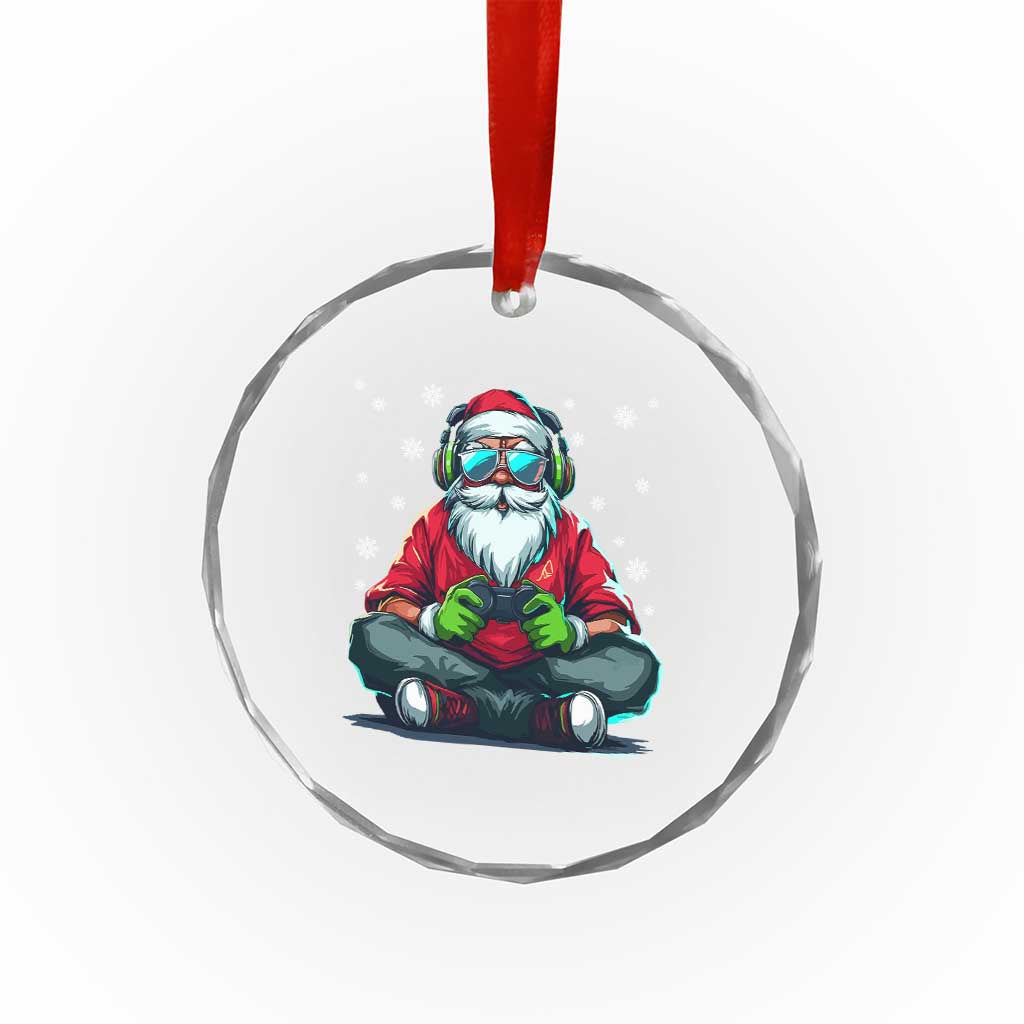 Funny Christmas Gamer Santa Claus Game Controller Crystal Glass Ornament - Wonder Print Shop