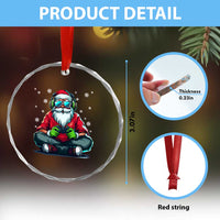 Funny Christmas Gamer Santa Claus Game Controller Crystal Glass Ornament - Wonder Print Shop