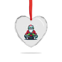 Funny Christmas Gamer Santa Claus Game Controller Heart Crystal Glass Ornament - Wonder Print Shop