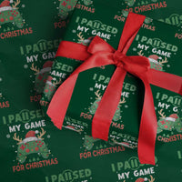 Funny Christmas Gamers Wrapping Paper Roll I Paused My Game For Christmas Santa Hat - Wonder Print Shop