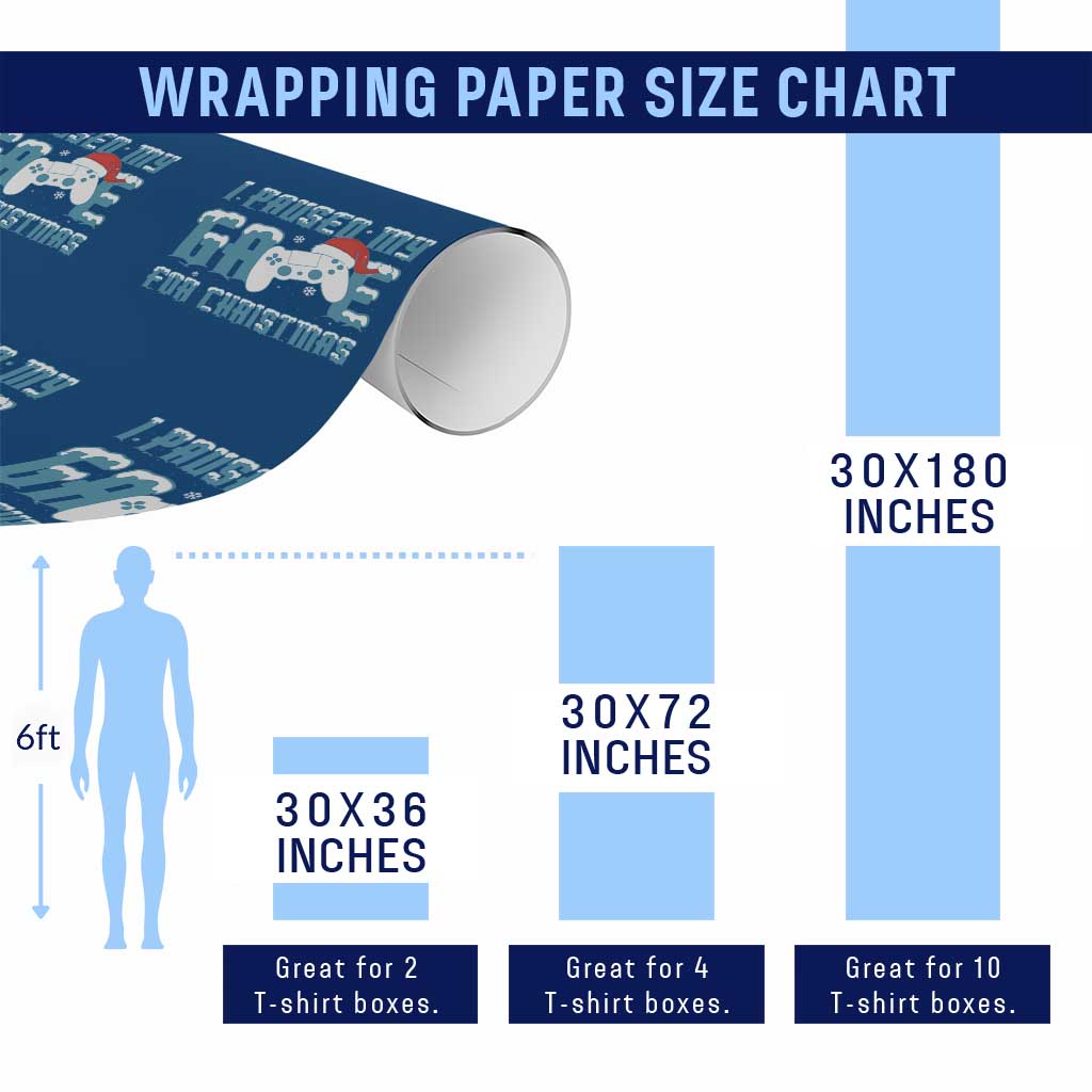 Funny Christmas Gamers Wrapping Paper Roll I Paused My Game For Christmas Snowy Santa Hat - Wonder Print Shop