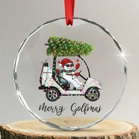 Funny Christmas Golf Crystal Glass Ornament Snowman Driving Golf Cart Merry Golfmas - Wonder Print Shop