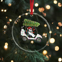 Funny Christmas Golf Crystal Glass Ornament Snowman Driving Golf Cart Merry Golfmas - Wonder Print Shop