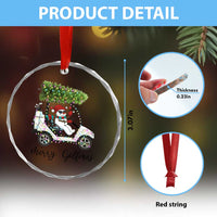Funny Christmas Golf Crystal Glass Ornament Snowman Driving Golf Cart Merry Golfmas - Wonder Print Shop