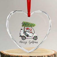 Funny Christmas Golf Heart Crystal Glass Ornament Snowman Driving Golf Cart Merry Golfmas - Wonder Print Shop