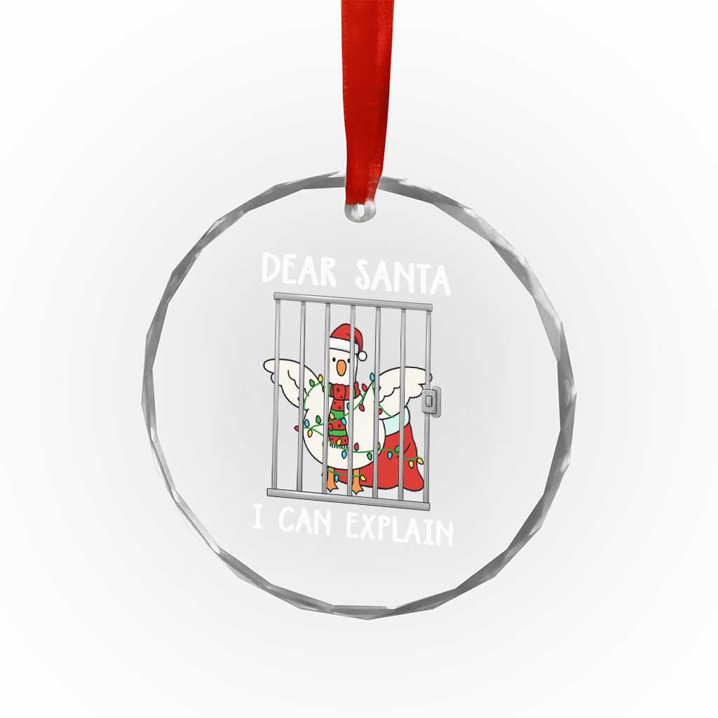 Funny Christmas Goose Crystal Glass Ornament Dear Santa I Can Explain Xmas Meme - Wonder Print Shop