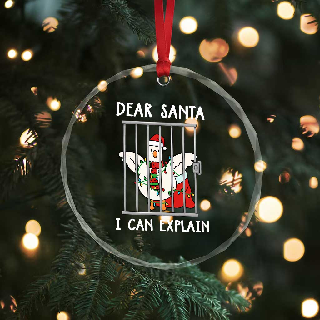 Funny Christmas Goose Crystal Glass Ornament Dear Santa I Can Explain Xmas Meme - Wonder Print Shop