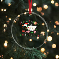 Funny Christmas Goose Crystal Glass Ornament Festive Goose On The Loose Xmas Duck Meme - Wonder Print Shop