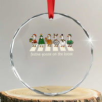 Funny Christmas Goose Crystal Glass Ornament Festive Goose On The Loose Xmas Meme - Wonder Print Shop