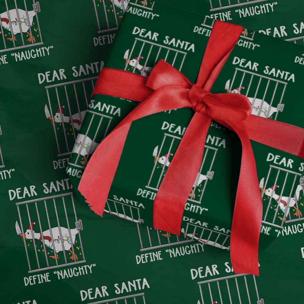 Funny Christmas Goose Wrapping Paper Roll Dear Santa Define Naughty Xmas Meme - Wonder Print Shop