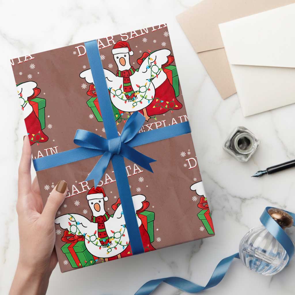 Funny Christmas Goose Wrapping Paper Roll Dear Santa I Can Explain Cute Xmas Meme - Wonder Print Shop