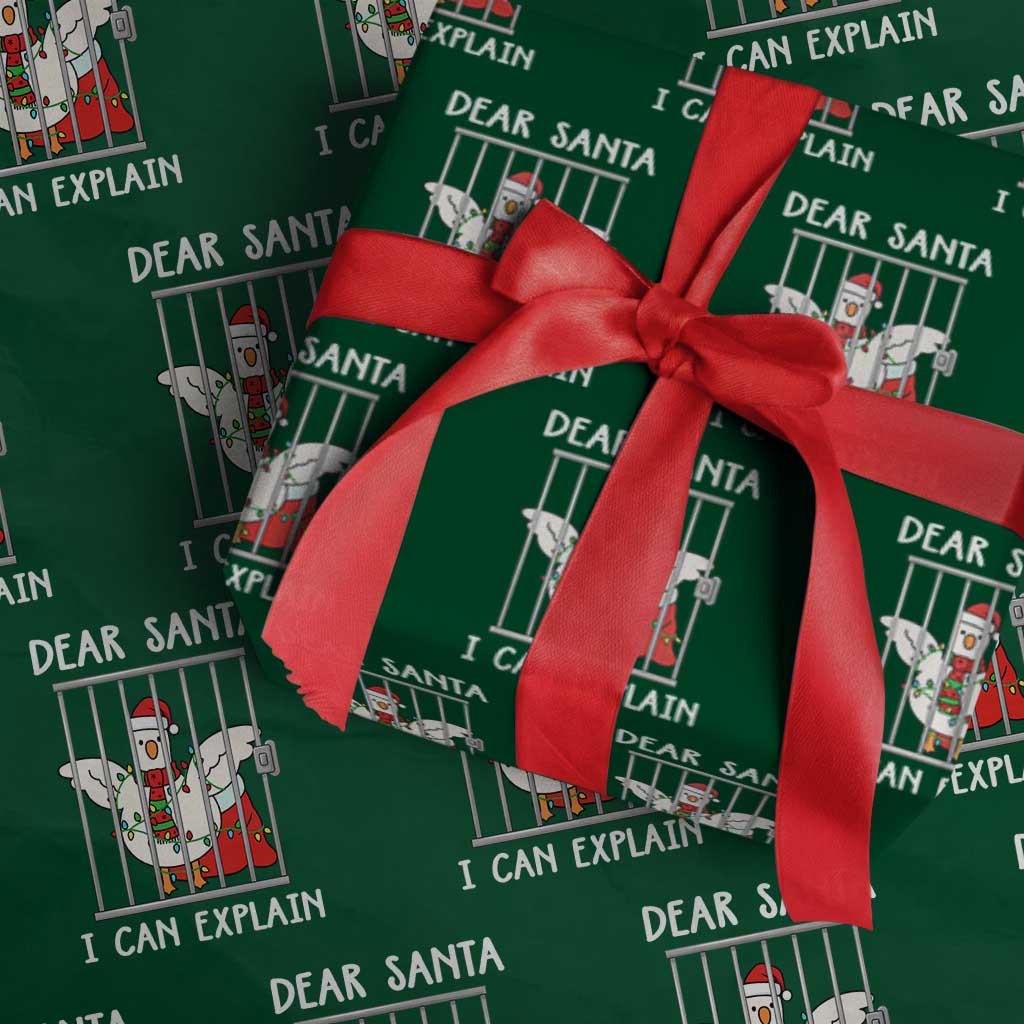 Funny Christmas Goose Wrapping Paper Roll Dear Santa I Can Explain Xmas Meme - Wonder Print Shop