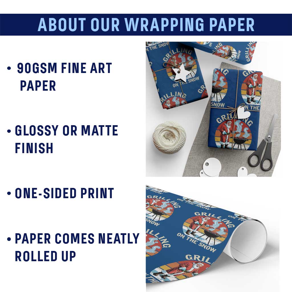 Funny Christmas Grilling Santa Wrapping Paper Roll Grilling On The Snow - Wonder Print Shop