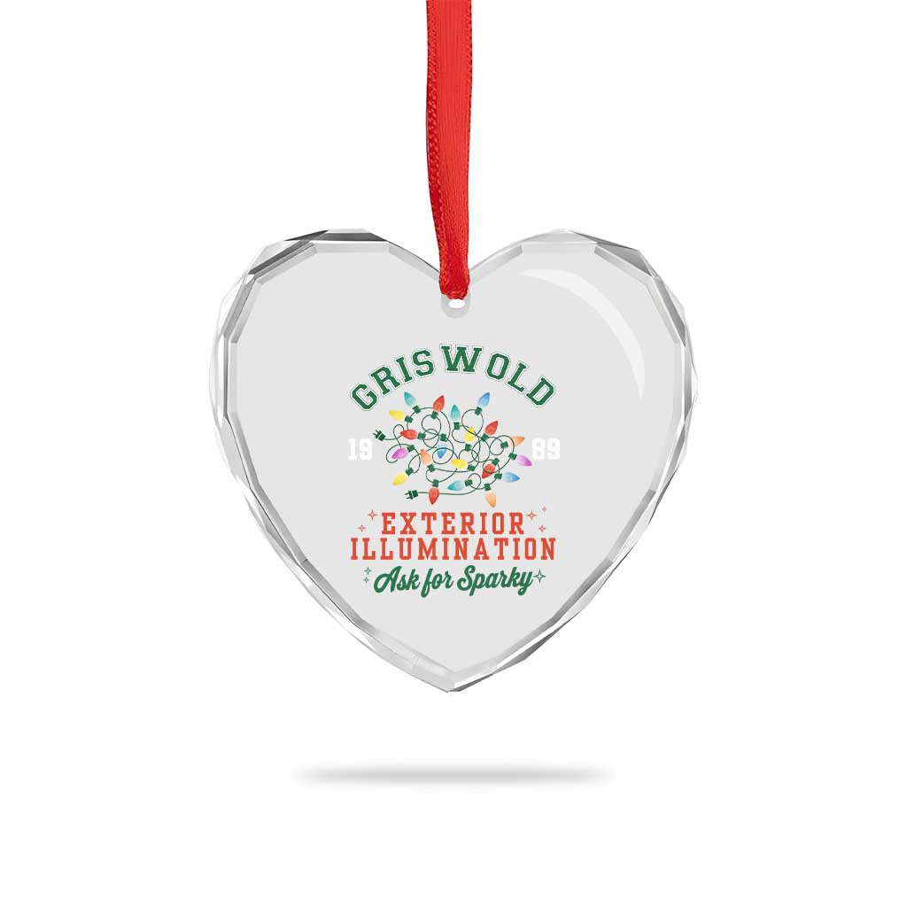 Funny Christmas Griswold Exterior Illumination Heart Crystal Glass Ornament Ask For Sparky Xmas Movie - Wonder Print Shop