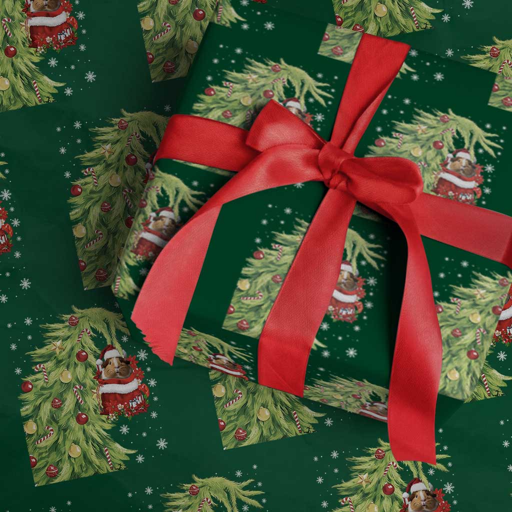 Funny Christmas Guinea In Green Hand Naughty Wrapping Paper Roll Cute Pet Lover Gift - Wonder Print Shop
