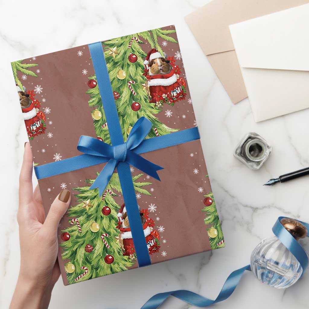 Funny Christmas Guinea In Green Hand Naughty Wrapping Paper Roll Cute Pet Lover Gift - Wonder Print Shop