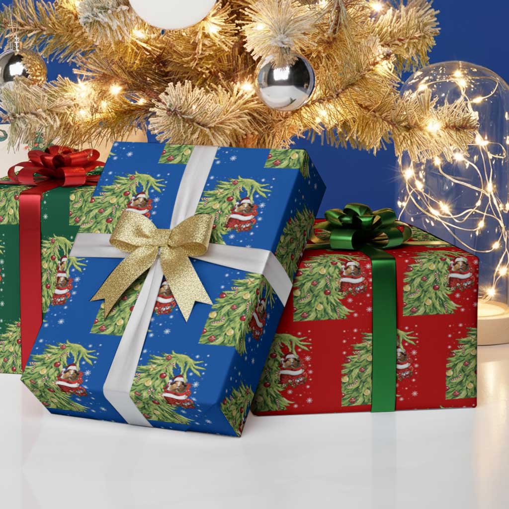Funny Christmas Guinea In Green Hand Naughty Wrapping Paper Roll Cute Pet Lover Gift - Wonder Print Shop