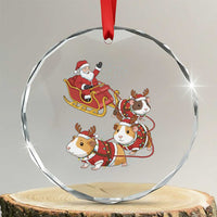 Funny Christmas Guinea Pig Lover Gift Crystal Glass Ornament Santa Pig Sleigh Crew - Wonder Print Shop