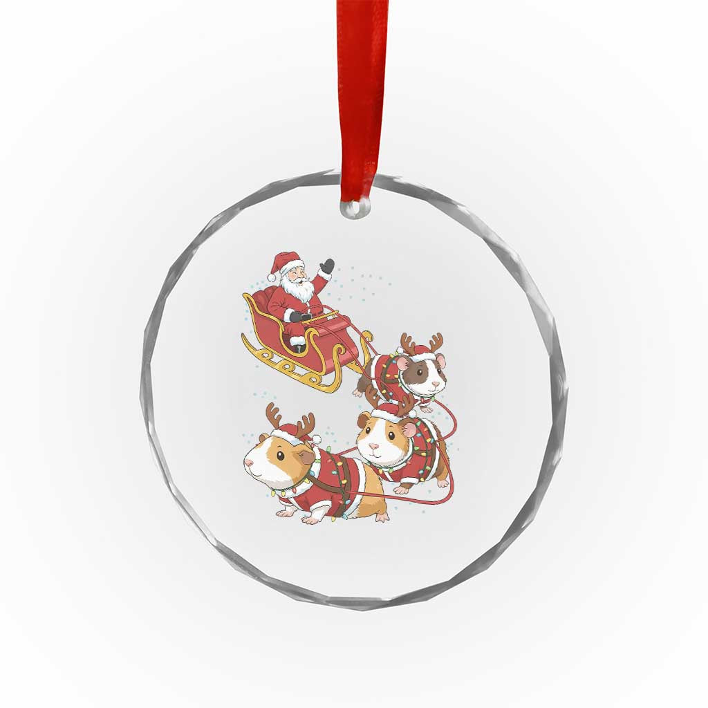 Funny Christmas Guinea Pig Lover Gift Crystal Glass Ornament Santa Pig Sleigh Crew - Wonder Print Shop