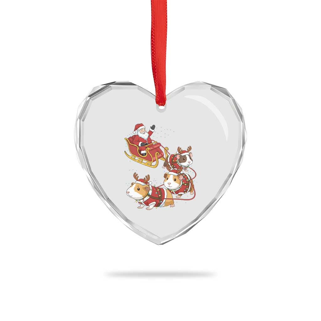 Funny Christmas Guinea Pig Lover Gift Heart Crystal Glass Ornament Santa Pig Sleigh Crew - Wonder Print Shop