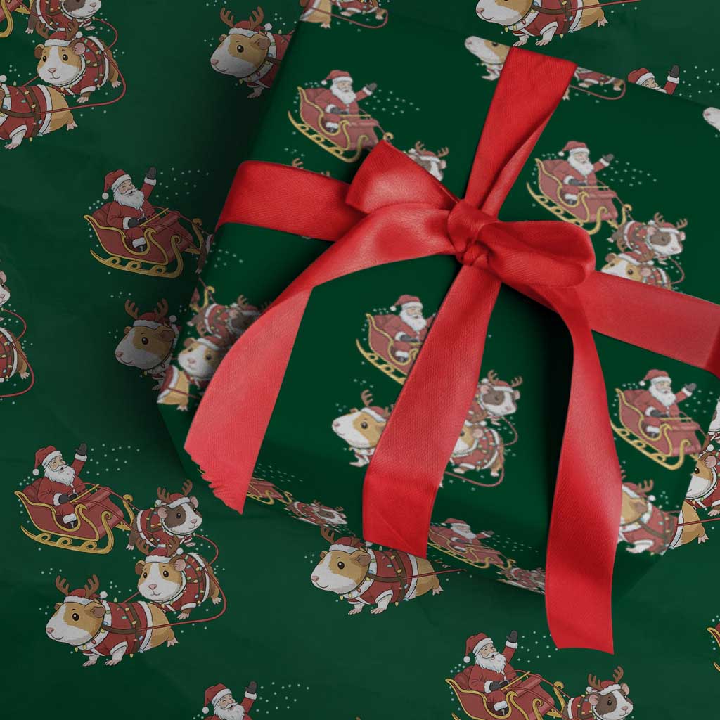 Funny Christmas Guinea Pig Lover Gift Wrapping Paper Roll Santa Pig Sleigh Crew - Wonder Print Shop
