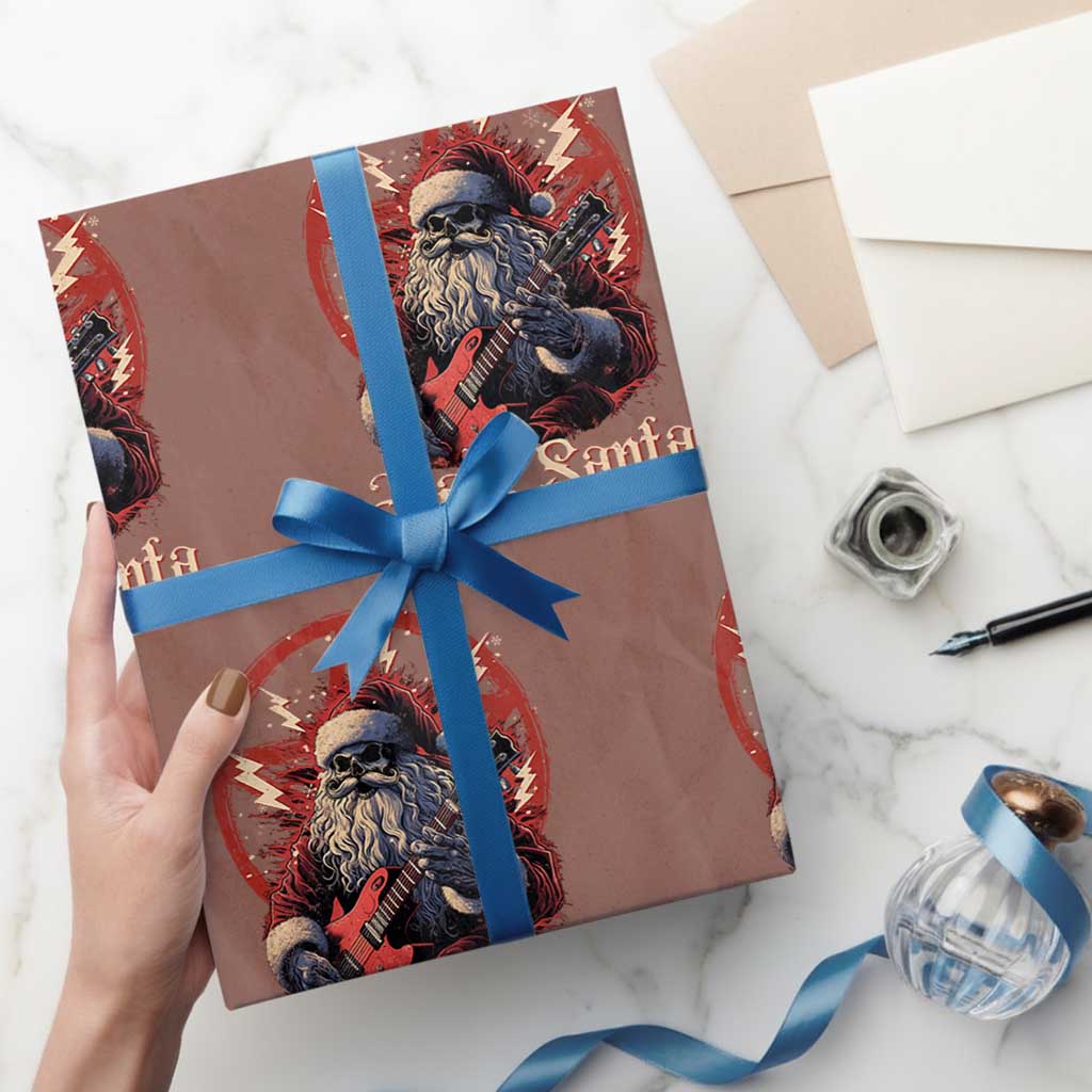 Funny Christmas Hail Santa Wrapping Paper Roll Sleigher Heavy Metal Xmas - Wonder Print Shop