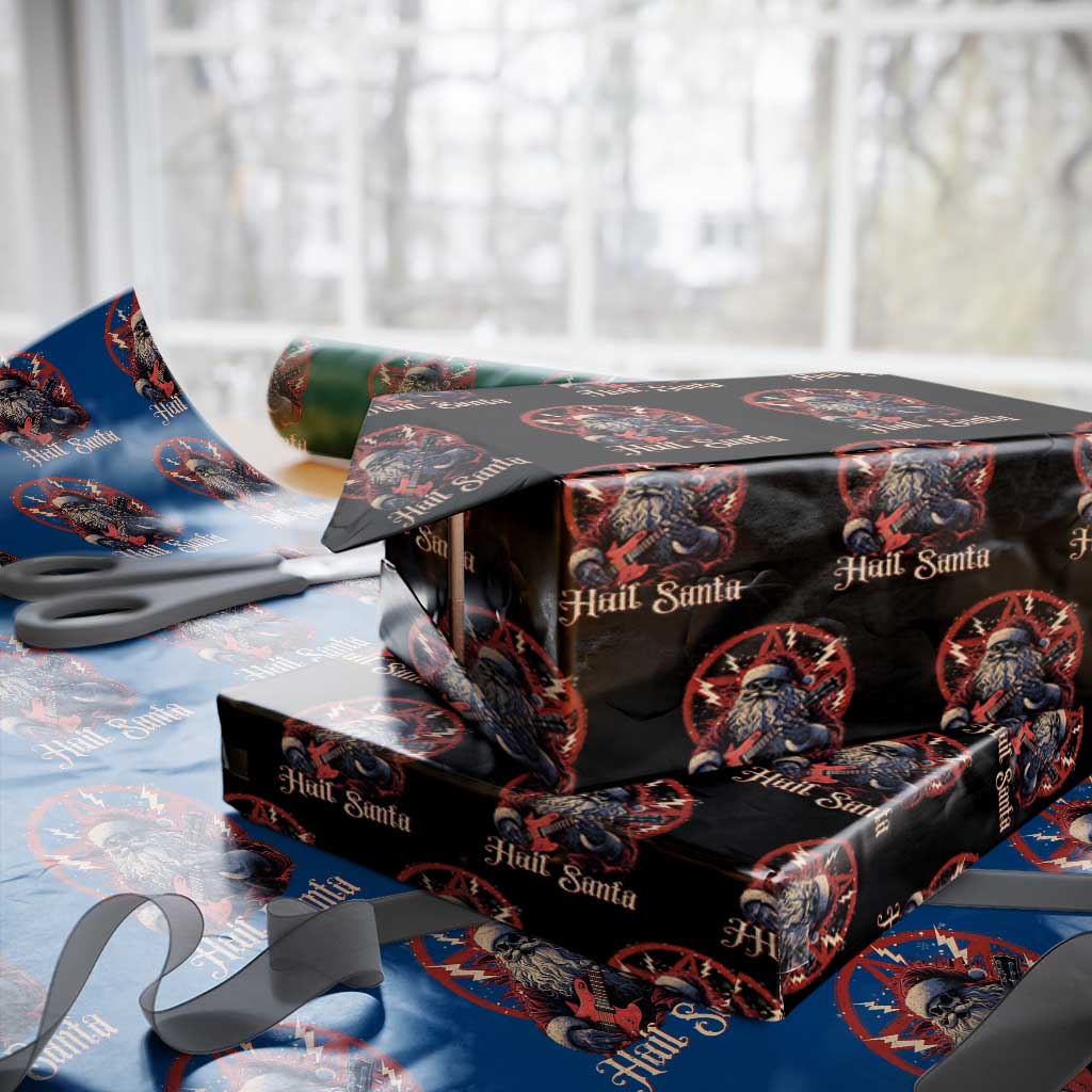 Funny Christmas Hail Santa Wrapping Paper Roll Sleigher Heavy Metal Xmas - Wonder Print Shop