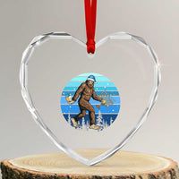 Funny Christmas Hanukkah Bigfoot Lover Heart Crystal Glass Ornament Jewish Holiday Gift - Wonder Print Shop