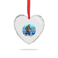 Funny Christmas Hanukkah Bigfoot Lover Heart Crystal Glass Ornament Jewish Holiday Gift - Wonder Print Shop