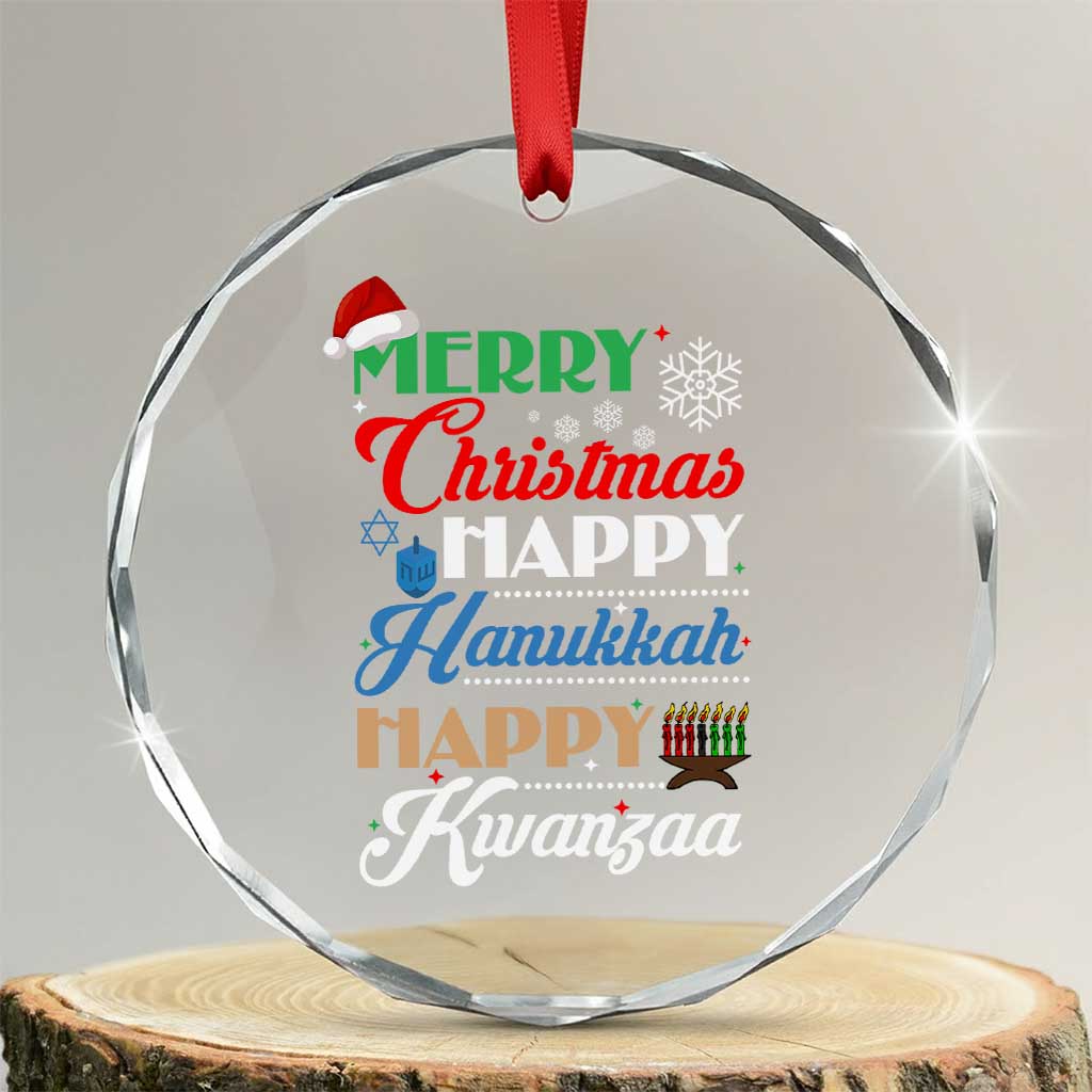 Funny Christmas Hanukkah Kwanzaa Crystal Glass Ornament December Holiday Gift - Wonder Print Shop