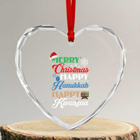 Funny Christmas Hanukkah Kwanzaa Heart Crystal Glass Ornament December Holiday Gift - Wonder Print Shop