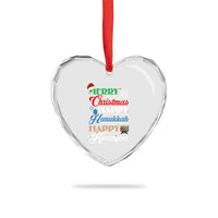 Funny Christmas Hanukkah Kwanzaa Heart Crystal Glass Ornament December Holiday Gift - Wonder Print Shop