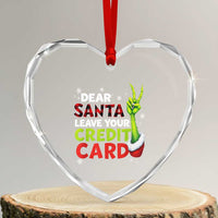 Funny Christmas Heart Crystal Glass Ornament Dear Santa Leave Your Credit Card Red Plaid Pajamas - Wonder Print Shop