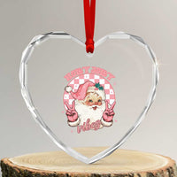 Funny Christmas Heart Crystal Glass Ornament Holly Jolly Vibes Retro Pink Santa - Wonder Print Shop