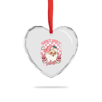 Funny Christmas Heart Crystal Glass Ornament Holly Jolly Vibes Retro Pink Santa - Wonder Print Shop