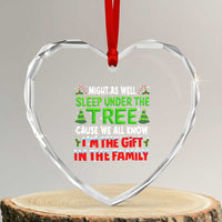 Funny Christmas Heart Crystal Glass Ornament I'm The Gift Family Pajama - Wonder Print Shop