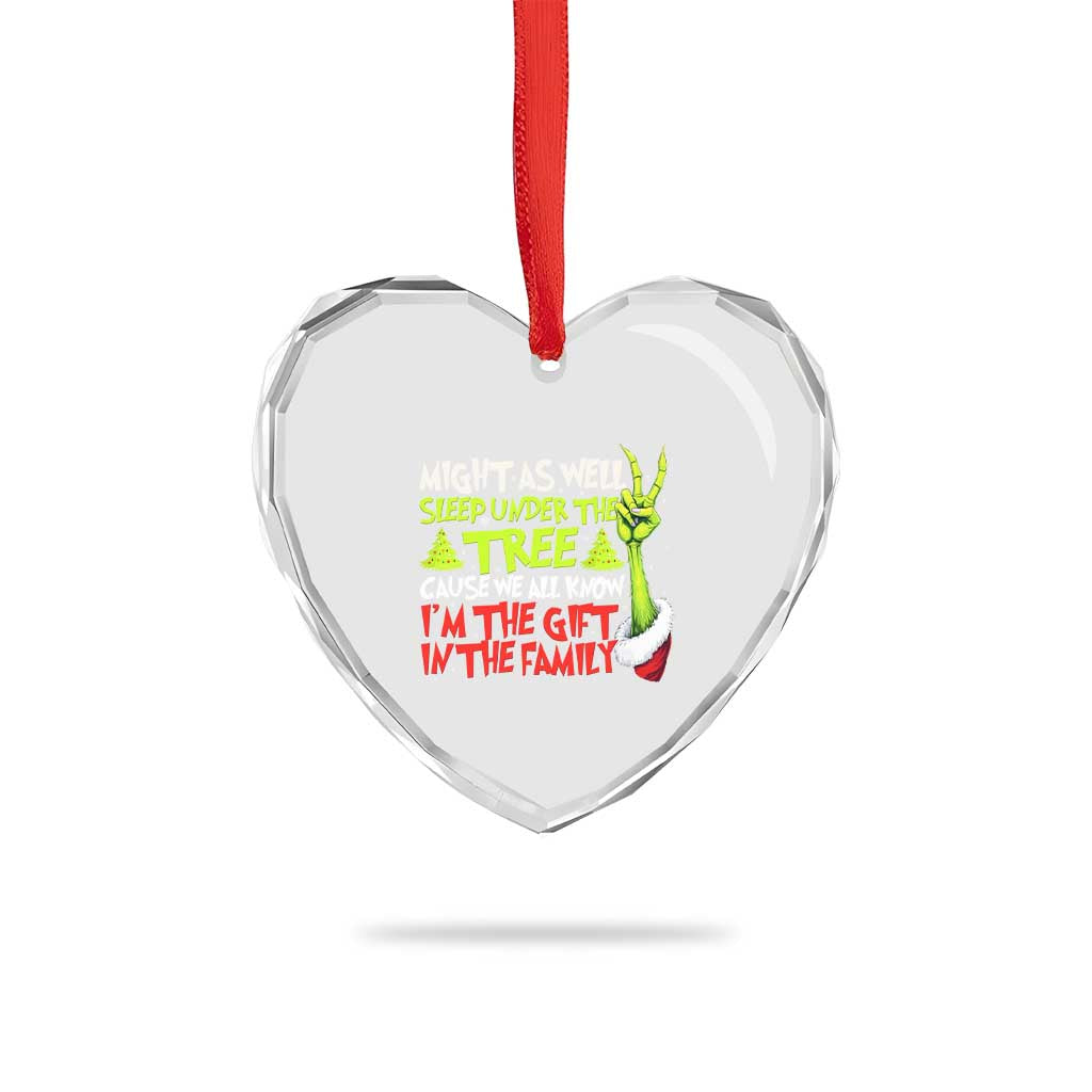 Funny Christmas Heart Crystal Glass Ornament I'm The Gift Kids Pajamas Girls Boys - Wonder Print Shop