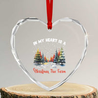 Funny Christmas Heart Crystal Glass Ornament In My Heart Is A Xmas Tree Farm Retro Vintage Clothing - Wonder Print Shop