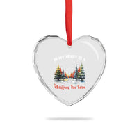 Funny Christmas Heart Crystal Glass Ornament In My Heart Is A Xmas Tree Farm Retro Vintage Clothing - Wonder Print Shop
