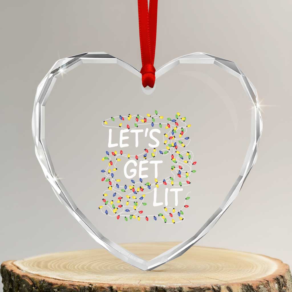 Funny Christmas Heart Crystal Glass Ornament Let's Get Lit Led Lights Xmas - Wonder Print Shop