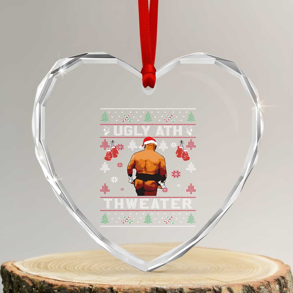 Funny Christmas Heart Crystal Glass Ornament Merry Chrithmith Ugly Ath Thweater Tyson - Wonder Print Shop