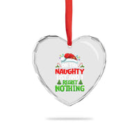 Funny Christmas Heart Crystal Glass Ornament On The Naughty List I Regret Nothing - Wonder Print Shop