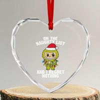 Funny Christmas Heart Crystal Glass Ornament On the Naughty List I Regret Nothing Kawaii Bubu - Wonder Print Shop