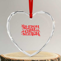 Funny Christmas Heart Crystal Glass Ornament Sleigh Girl Sleigh Reindeer - Wonder Print Shop
