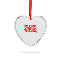 Funny Christmas Heart Crystal Glass Ornament Sleigh Girl Sleigh Reindeer - Wonder Print Shop