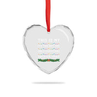 Funny Christmas Heart Crystal Glass Ornament This Is My It's Too Hot For Ugly Christmas Sweater Shirt - Wonder Print Shop