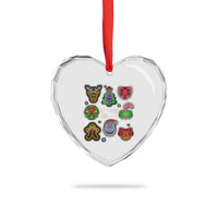 Funny Christmas Heart Crystal Glass Ornament Tis The Season Neon Lights Santa Gingerbread - Wonder Print Shop