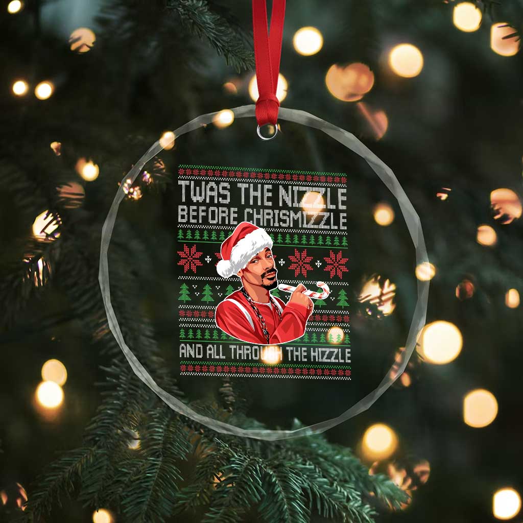 Funny Christmas Hip Hop Rap Gang Crystal Glass Ornament Twas The Nizzle Before Chrismizzle And All Through The Hizzle - Wonder Print Shop
