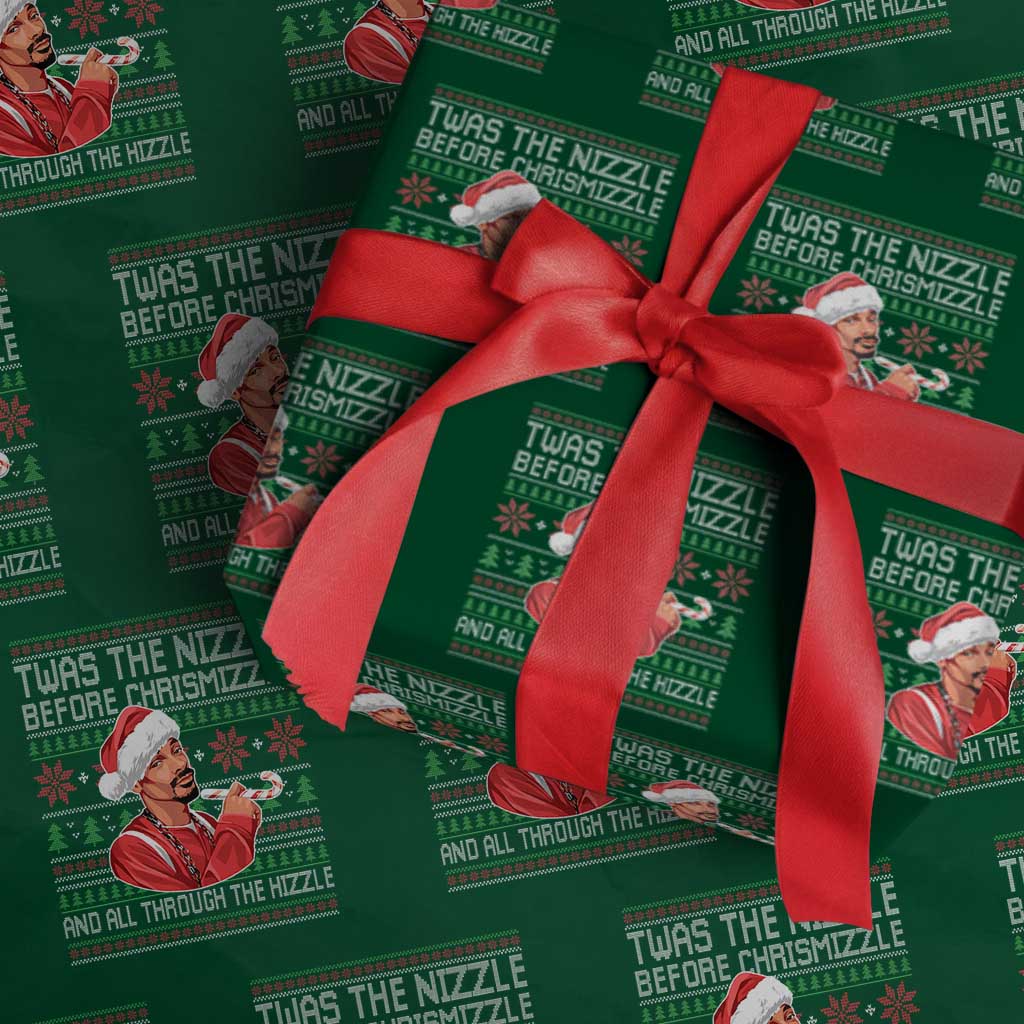 Funny Christmas Hip Hop Rap Gang Wrapping Paper Roll Twas The Nizzle Before Chrismizzle And All Through The Hizzle - Wonder Print Shop